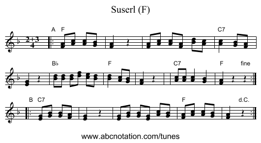 Suserl (F) - staff notation