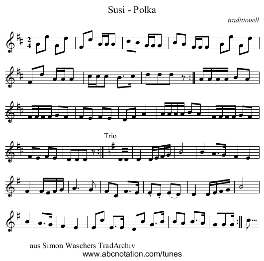 Susi - Polka - staff notation