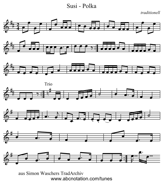 Susi - Polka - staff notation