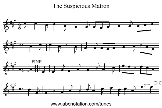 Suspicious Matron, The - staff notation
