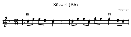 S&uuml;sserl (Bb) - staff notation