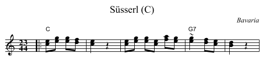 S&uuml;sserl (C) - staff notation