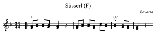 S&uuml;sserl (F) - staff notation