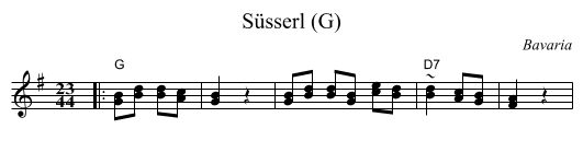S&uuml;sserl (G) - staff notation
