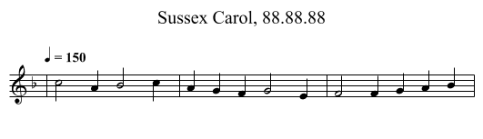 Sussex Carol, 88.88.88 - staff notation