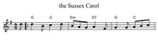 Sussex Carol, the  - staff notation