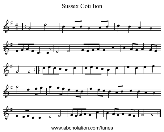 Sussex Cotillion - staff notation