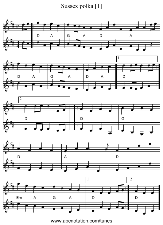 Sussex polka [1] - staff notation