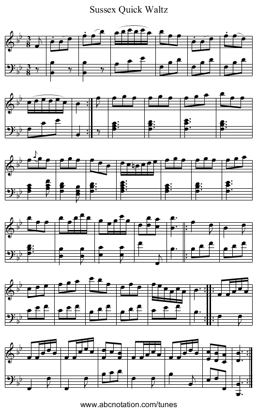Sussex Quick Waltz - staff notation