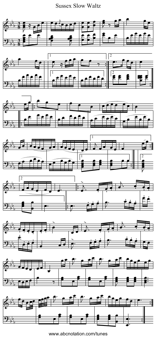 Sussex Slow Waltz - staff notation