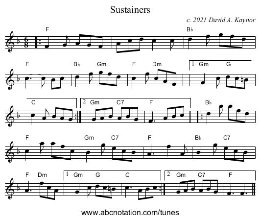Sustainers - staff notation