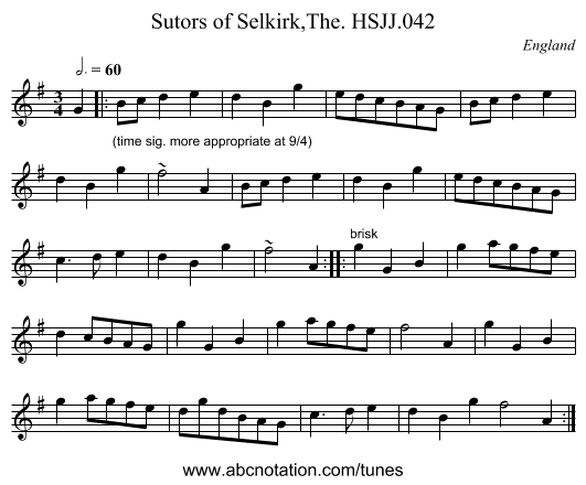 Sutors of Selkirk,The. HSJJ.042 - staff notation