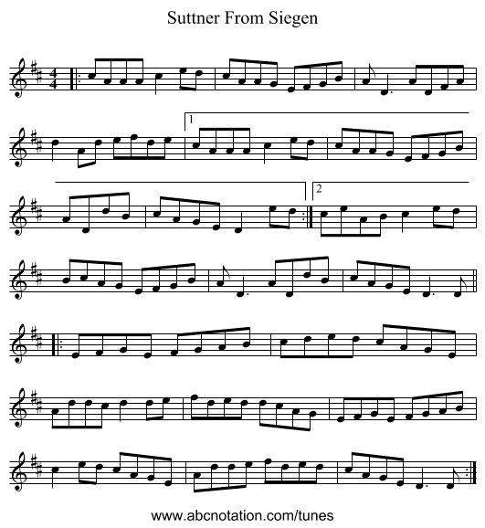 Suttner From Siegen - staff notation