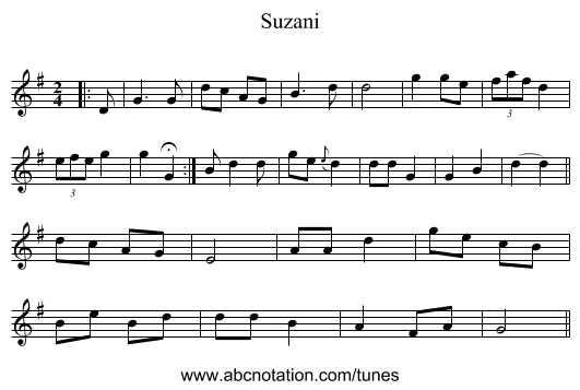 Suzani - staff notation