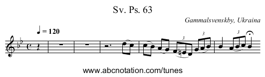 Sv. Ps. 63 - staff notation