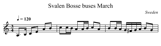 Svalen Bosse buses March - staff notation