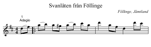 Svanlåten från Föllinge - staff notation