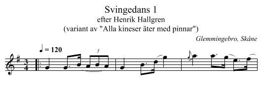 Svingedans 1 - staff notation