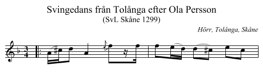 Svingedans från Tolånga efter Ola Persson - staff notation