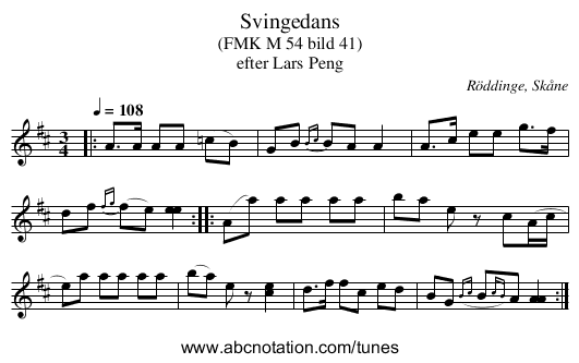 Svingedans - staff notation