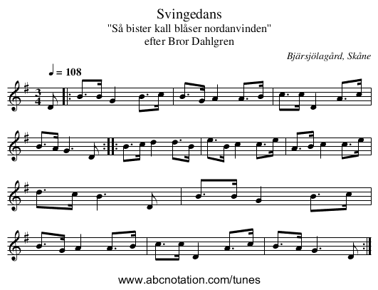 Svingedans - staff notation