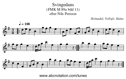 Svingedans - staff notation