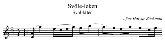 Sv&ocirc;le-leken - staff notation