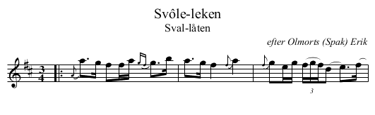 Sv&ocirc;le-leken - staff notation