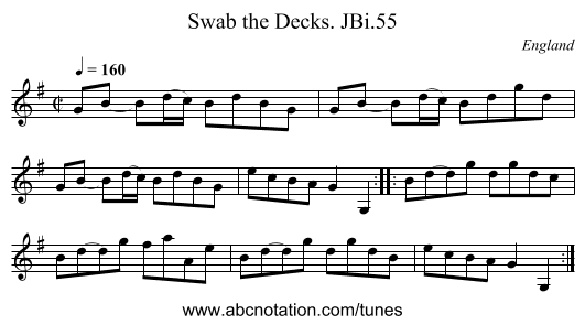 Swab the Decks. JBi.55 - staff notation