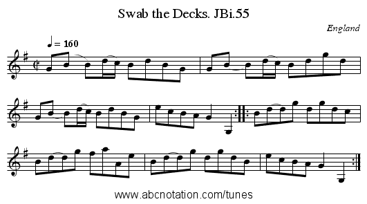 Swab the Decks. JBi.55 - staff notation