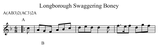 Swaggering Boney, Longborough - staff notation