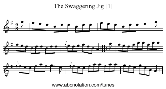 Swaggering Jig [1], The - staff notation