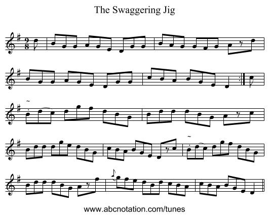 Swaggering Jig, The - staff notation