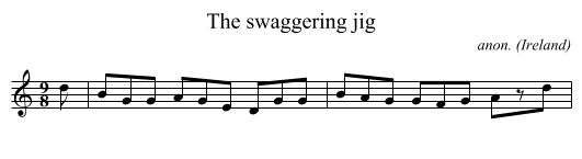 swaggering jig, The  - staff notation