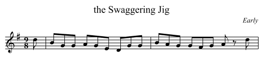 Swaggering Jig, the  - staff notation