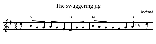 swaggering jig, The  - staff notation