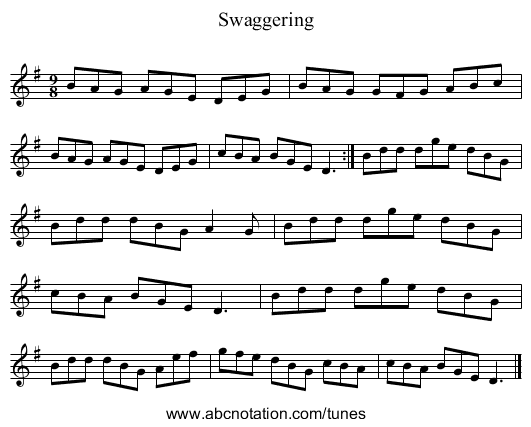 Swaggering - staff notation