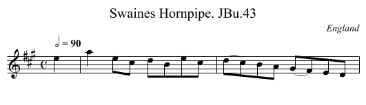 Swaines Hornpipe. JBu.43 - staff notation