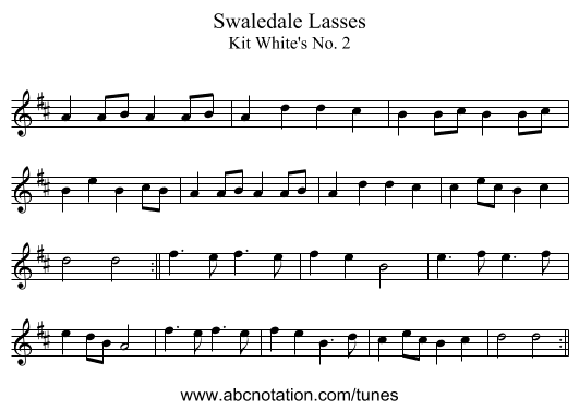 Swaledale Lasses - staff notation