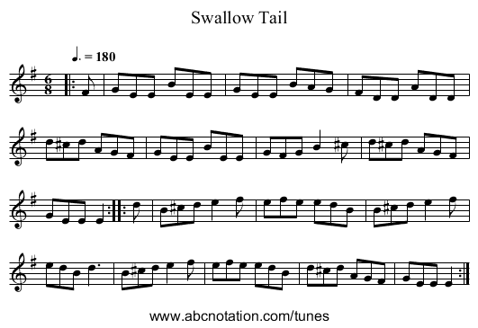 Swallow Tail - staff notation