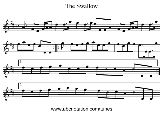 Swallow, The - staff notation