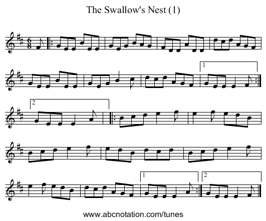 Swallow's Nest (1), The - staff notation
