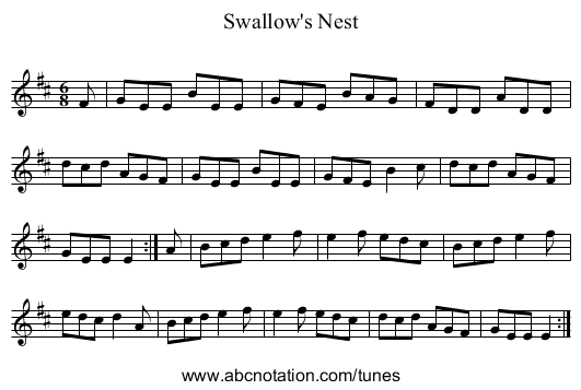 Swallow's Nest - staff notation