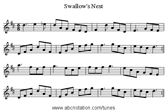 Swallow's Nest - staff notation