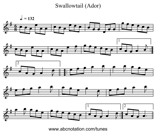 Swallowtail (Ador) - staff notation