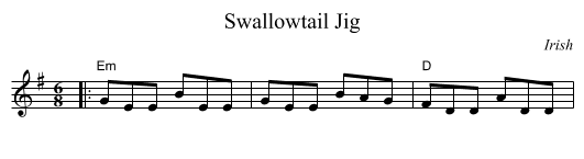 Swallowtail Jig - staff notation