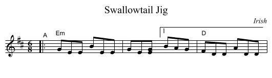 Swallowtail Jig - staff notation