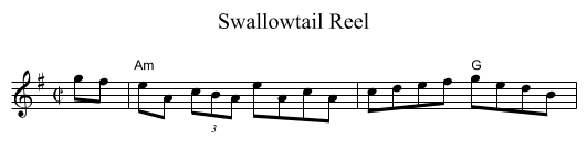 Swallowtail Reel - staff notation