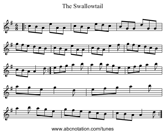 Swallowtail, The - staff notation
