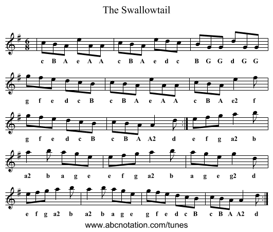 Swallowtail, The - staff notation